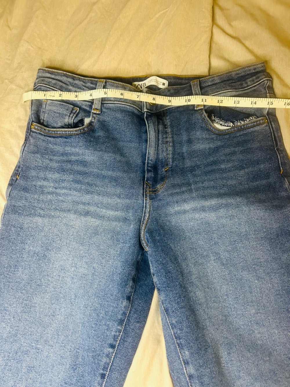 Zara Woman Blue Washed straight Leg Jeans Size 8 - Picture 9 of 13